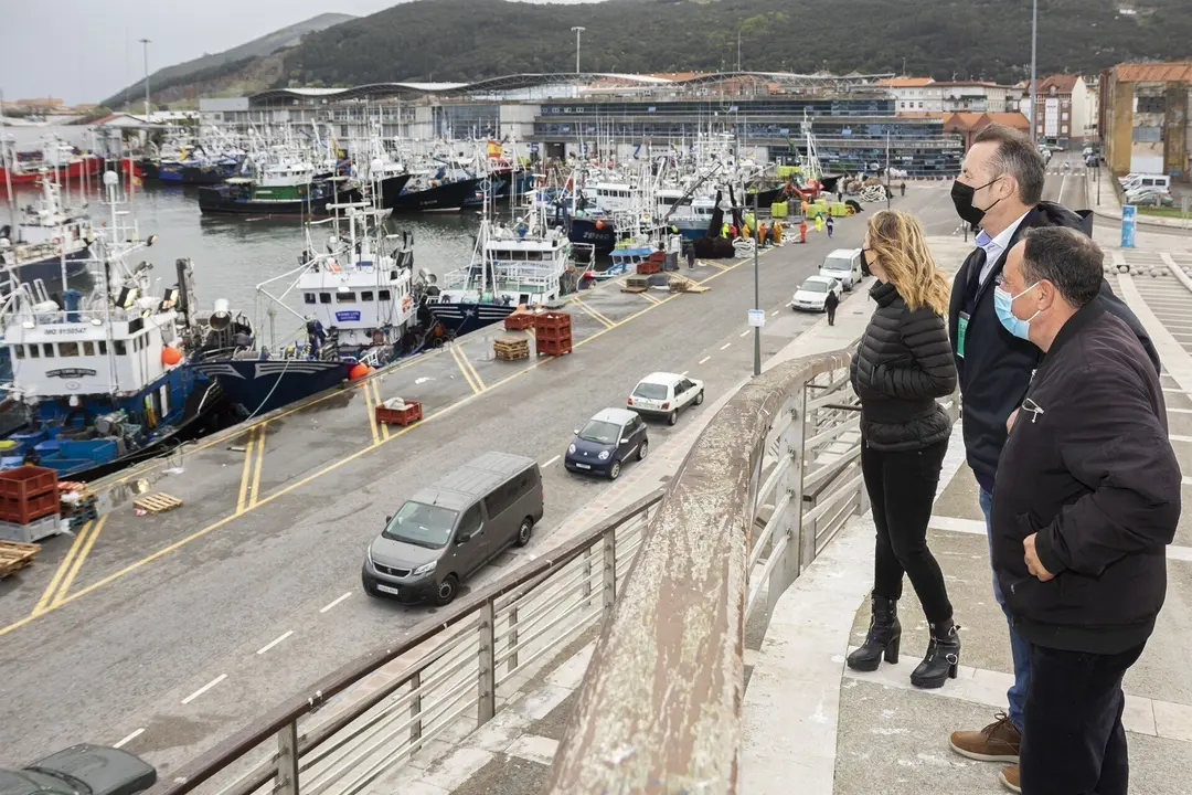 El consejero de Desarrollo Rural, Ganader&iacute;a, Pesca, Alimentaci&oacute;n y Medio Ambiente, Guillermo Blanco, visita el puerto de Santo&ntilde;a.
