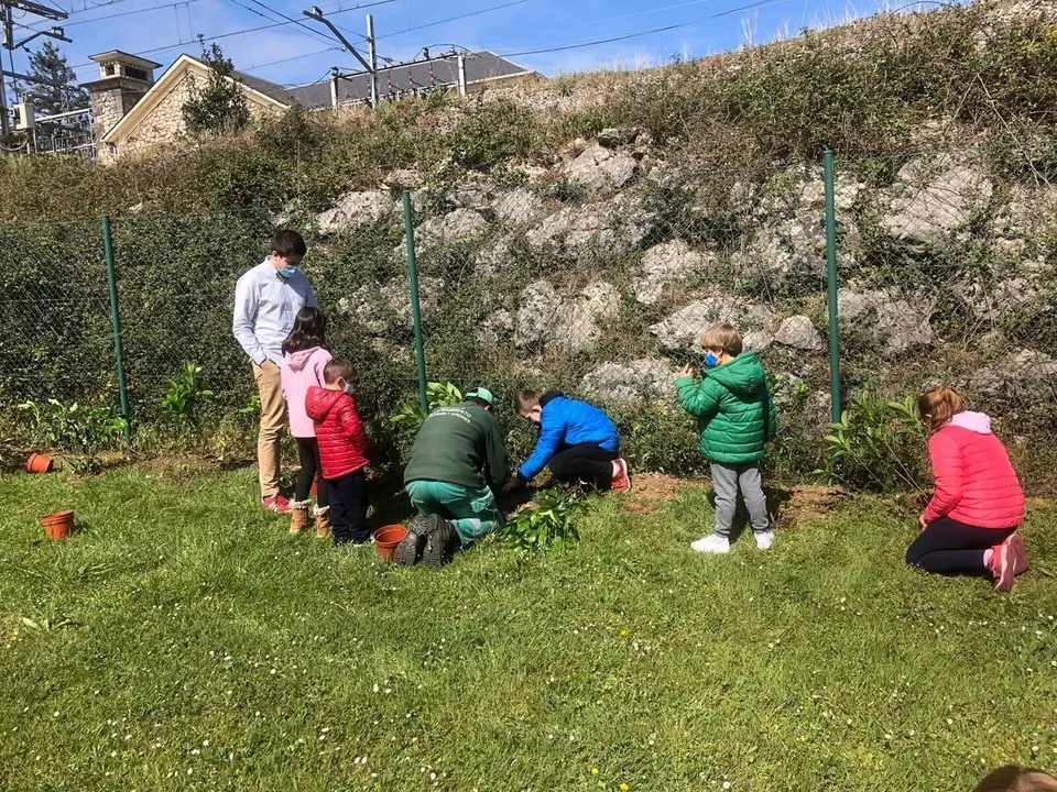 Ni&ntilde;os de Guarnizo participan en la plantaci&oacute;n de &aacute;rboles