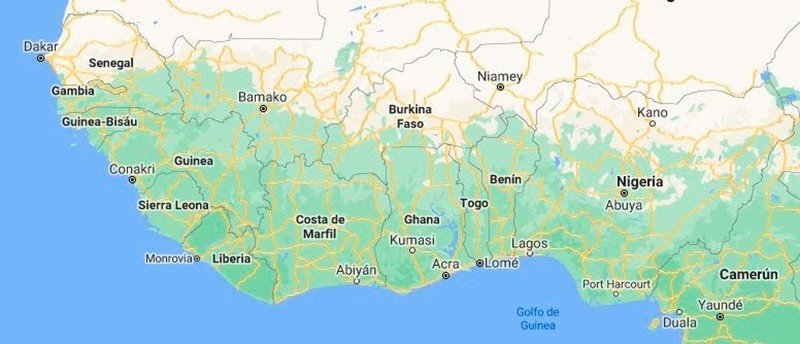 Mapa de África Occidental
