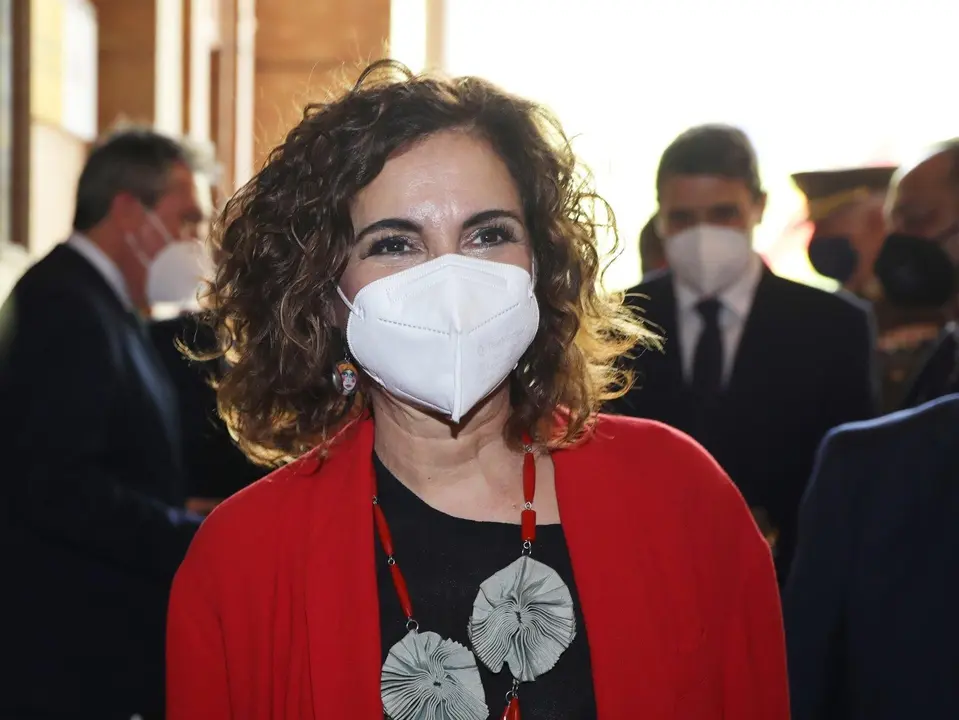 La ministra de Hacienda y portavoz del Gobierno, Mar&iacute;a Jes&uacute;s Montero, en la toma de posesi&oacute;n del nuevo delegado del Gobierno en Andaluc&iacute;a. En la sede de la Delegaci&oacute;n del Gobierno. Sevilla a 21 de marzo 2021