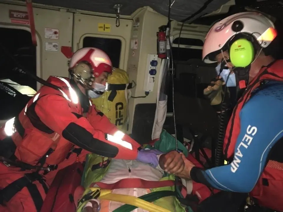 El herido rescatado por el helic&oacute;ptero