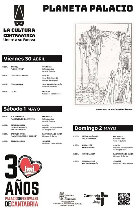 Consejer&iacute;a de Universidades, Igualdad, Cultura y Deporte. Palacio de Festivales de Cantabria. 30 a&ntilde;os. PLANETA PALACIO V 30 de abril, 1 y 2 de mayo. Quinto fin de semana. La cultura contraataca.