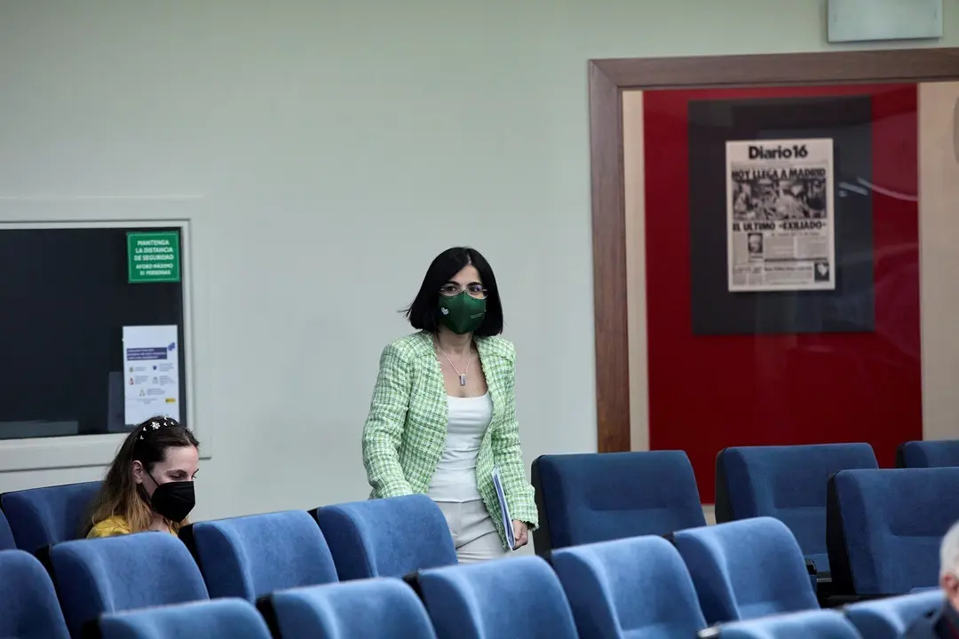 La ministra de Sanidad, Carolina Darias se dirige a ofrecer una rueda de prensa tras la reuni&oacute;n del Consejo Interterritorial del Sistema Nacional de Salud (CISNS) en Moncloa, a 5 de mayo de 2021, en Madrid (Espa&ntilde;a). Las comunidades aut&oacute;nomas han notificad