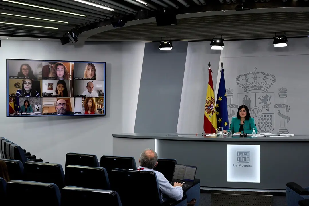 La ministra de Sanidad, Carolina Darias durante una rueda de prensa posterior al Consejo Interterritorial del Sistema Nacional de Salud 