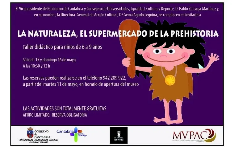 Cartel del taller del MUPAC 'La naturaleza, el supermercado de la prehistoria'