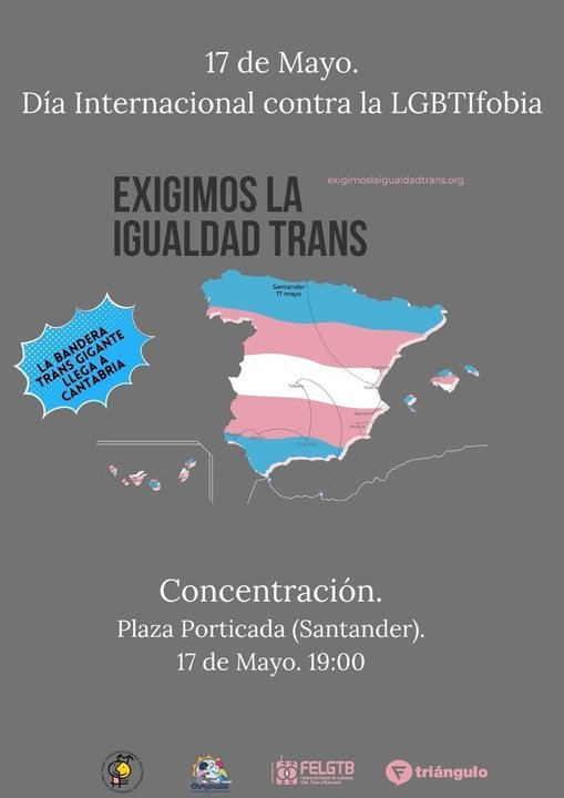 Cartel de la concentración en Santander por los derechos LGTBI