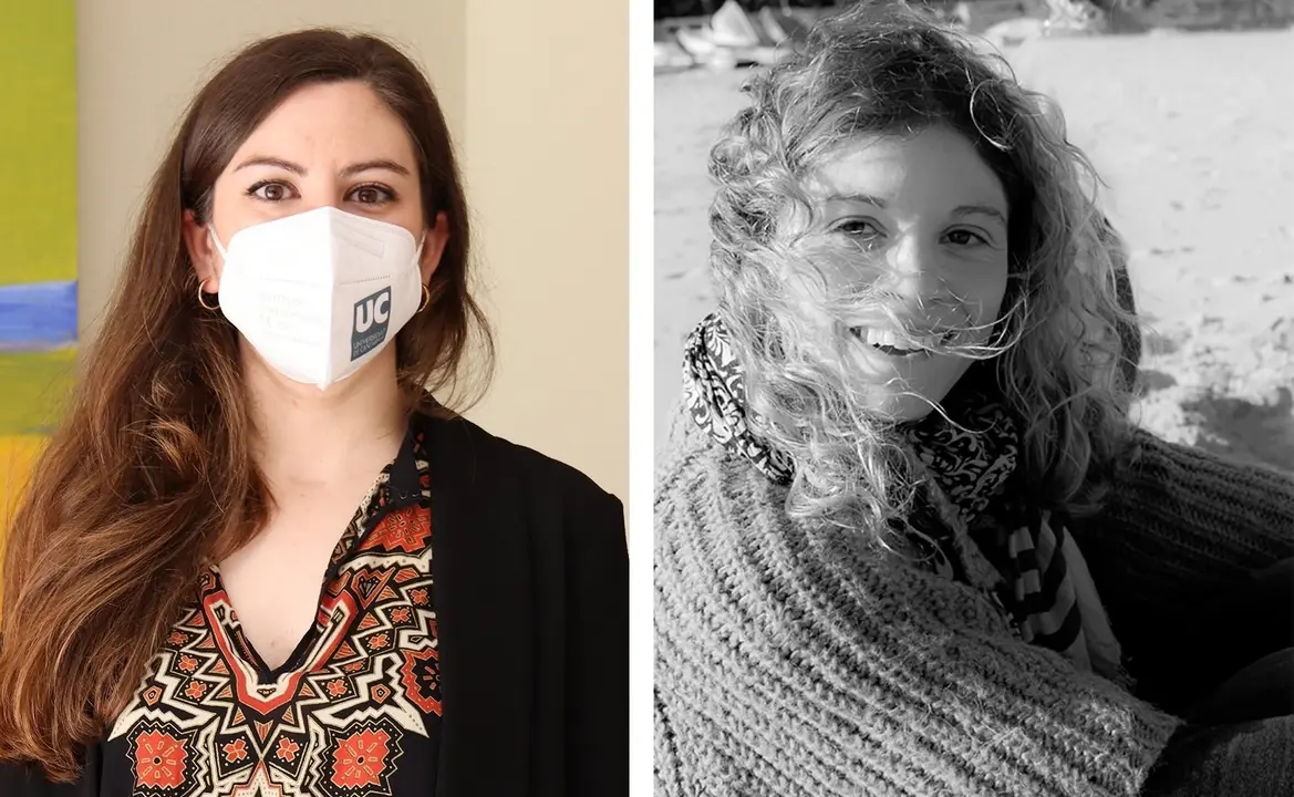 Alicia Sanz (izda) y Ana Mar&iacute;a Costa, primero y segundo premio del II concurso #PhDenlaUC