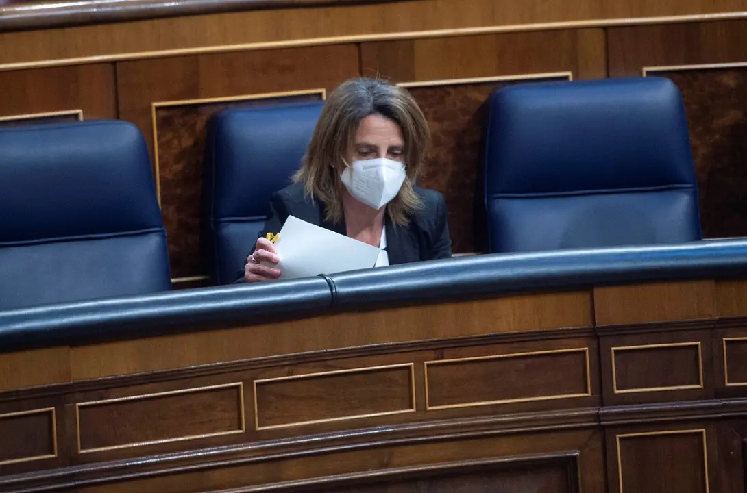 La vicepresidenta cuarta y ministra para la Transici&oacute;n Ecol&oacute;gica y el Reto Demogr&aacute;fico, Teresa Ribera, en una sesi&oacute;n plenaria en el Congreso de los Diputados, a 20 de mayo de 2021, en Madrid, (Espa&ntilde;a). Durante esta sesi&oacute;n se debate, entre otras cuestiones