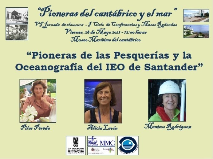 Cartel de la mesa redonda 'Pioneras de las pesquerías y la oceanografía del IEO de Santander'.