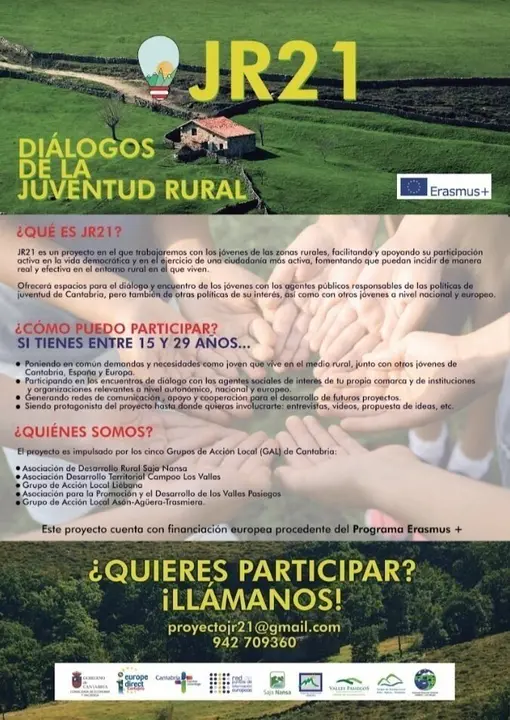 Cartel del proyecto 'JR21 Cantabria: Di&aacute;logos de la juventud rural'