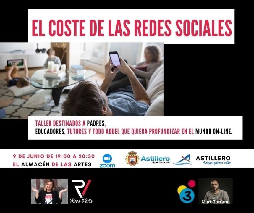 Cartel del taller 'El coste de las redes sociales'