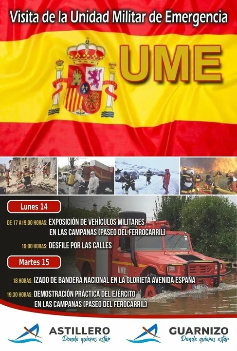 Cartel visita de la UME a Astillero