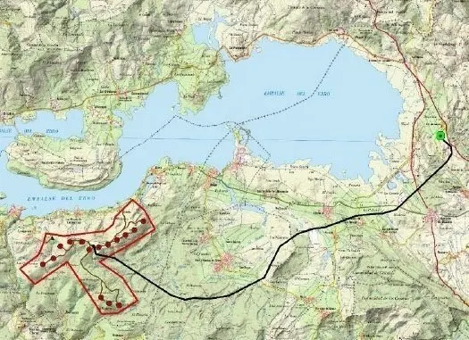 Mapa del parque e&oacute;lico Bustasur