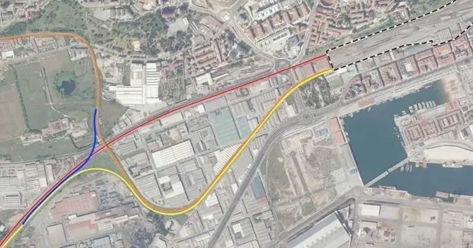 Ubicaci&oacute;n del baip&aacute;s para trenes de mercanc&iacute;as de ancho m&eacute;trico en Santander