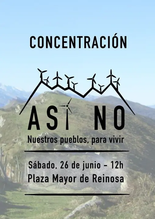 Cartel de concentracion contra los e&oacute;licos en Reinosa