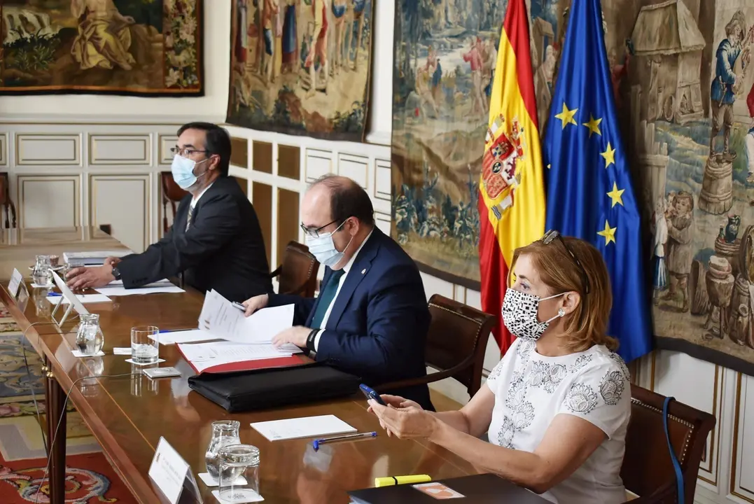 El ministro de Pol&iacute;tica Territorial y Funci&oacute;n P&uacute;blica, Miquel Iceta, en la reuni&oacute;n mantenida con las CCAA y la FEMP.
