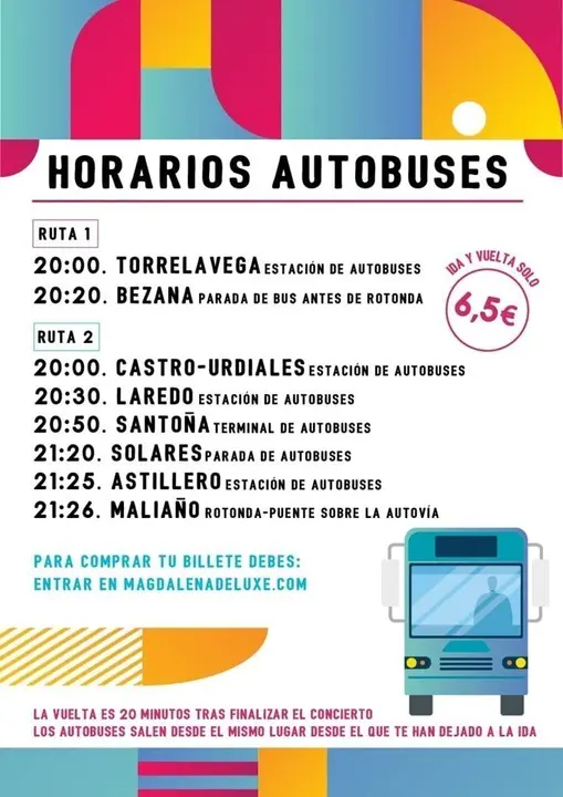 Cartel con los horarios de los autobuses en las dos rutas que se habilitar&aacute;n