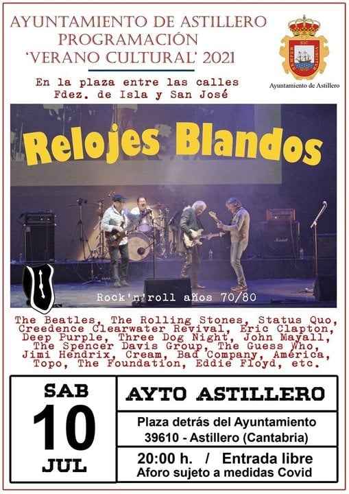 Cartel del concierto de rock del grupo Relojes Blandos