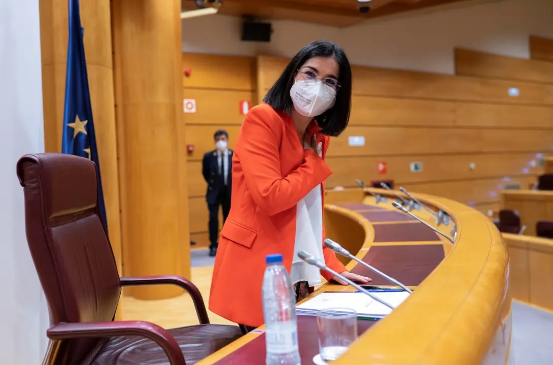 Archivo - La ministra de Sanidad, Carolina Darias, a su llegada para ofrecer  una rueda de prensa tras la celebraci&oacute;n del primer Consejo Interterritorial del Sistema Nacional de car&aacute;cter presencial desde que comenz&oacute; la pandemia, a 30 de junio de junio, en