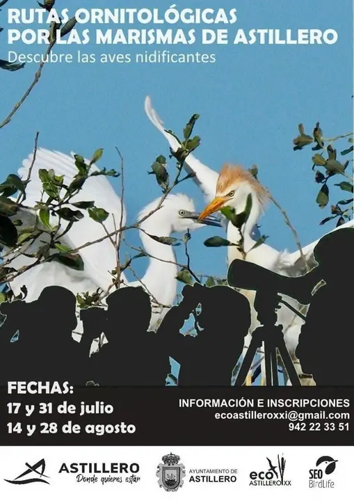 Cartel de las rutas ornitol&oacute;gicas por las Marismas