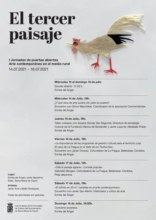Cartel promocional de las jornadas de puertas abiertas denominada 'Arte contempor&aacute;neo en el medio rural' en Esles