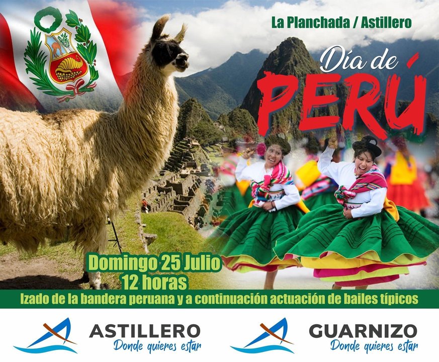 Cartel promocional de los actos que se llevarán a cabo por el Día de Perú en Astillero