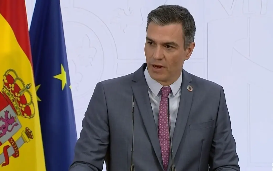 El presidente del Gobierno, Pedro S&aacute;nchez, durante la comparecencia p&uacute;blica en La Moncloa, a 29 de julio de 2021