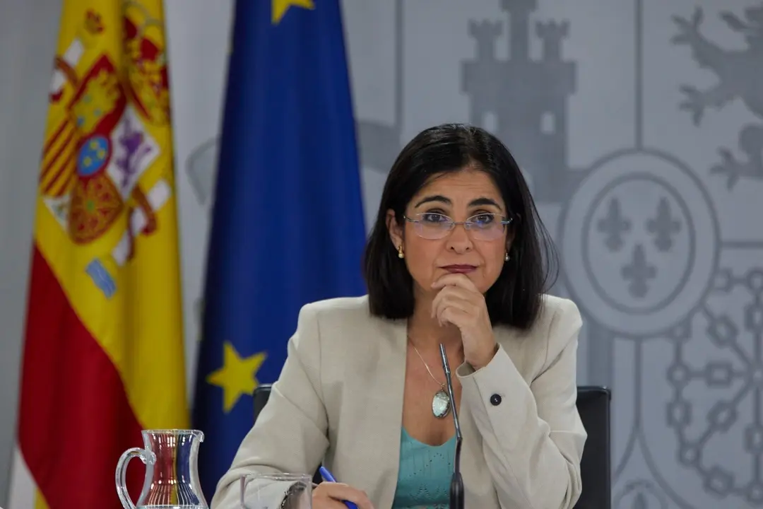La ministra de Sanidad, Carolina Darias, durante la rueda de prensa posterior al Consejo Interterritorial del Sistema Nacional de Salud, a 28 de julio de 2021, en La Moncloa, Madrid, (Espa&ntilde;a).