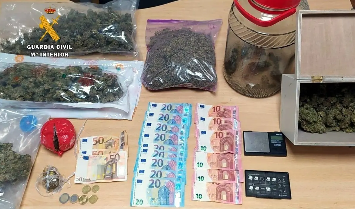 Material intervenido en el veh&iacute;culo del conductor detenido.