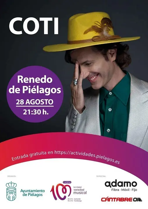 Cartel del concierto de Coti en Renedo de Pi&eacute;lagos