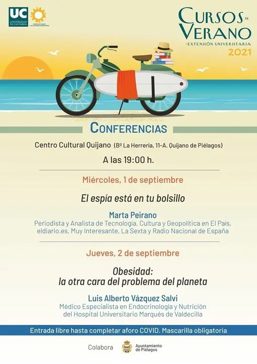 Cartel de las conferencias en el centro cultural Quijano