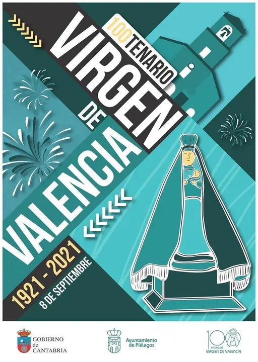 Cartel centenario de la Virgen de Valencia como patrona.