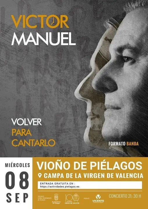 Cartel concierto V&iacute;ctor Manuel en Pi&eacute;lagos