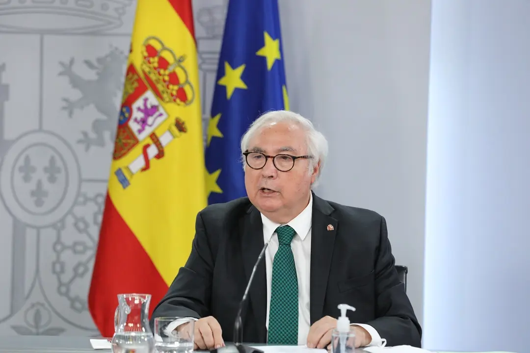 El ministro de Universidades, Manuel Castells, en una rueda de prensa posterior al Consejo de Ministros, el pasado 31 de agosto de 2021, en Madrid