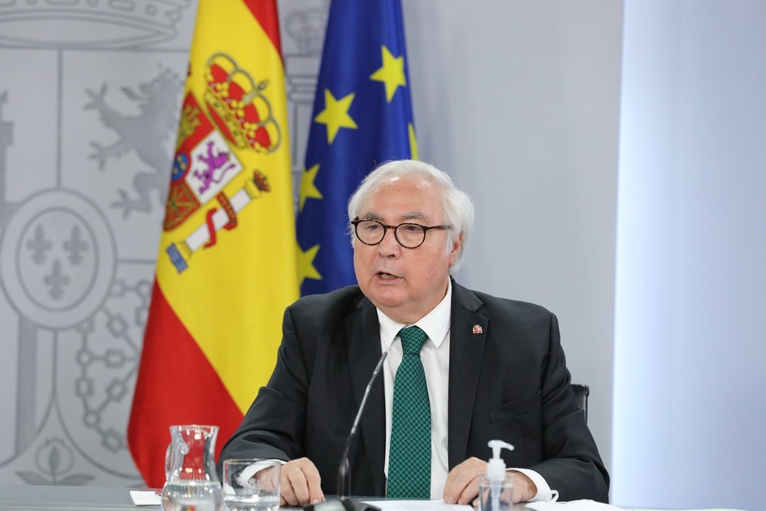 El ministro de Universidades, Manuel Castells, en una rueda de prensa posterior al Consejo de Ministros, el pasado 31 de agosto de 2021, en Madrid