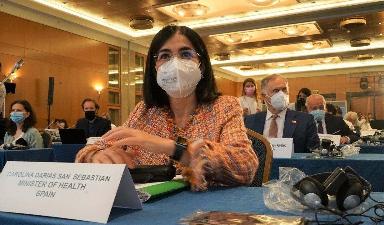 Archivo - La ministra de Sanidad, Carolina Darias, en su intervención durante la Reunión de Alto Nivel (RAN) de OMS Europa, que se celebra este jueves 22 de julio en Atenas (Grecia).
