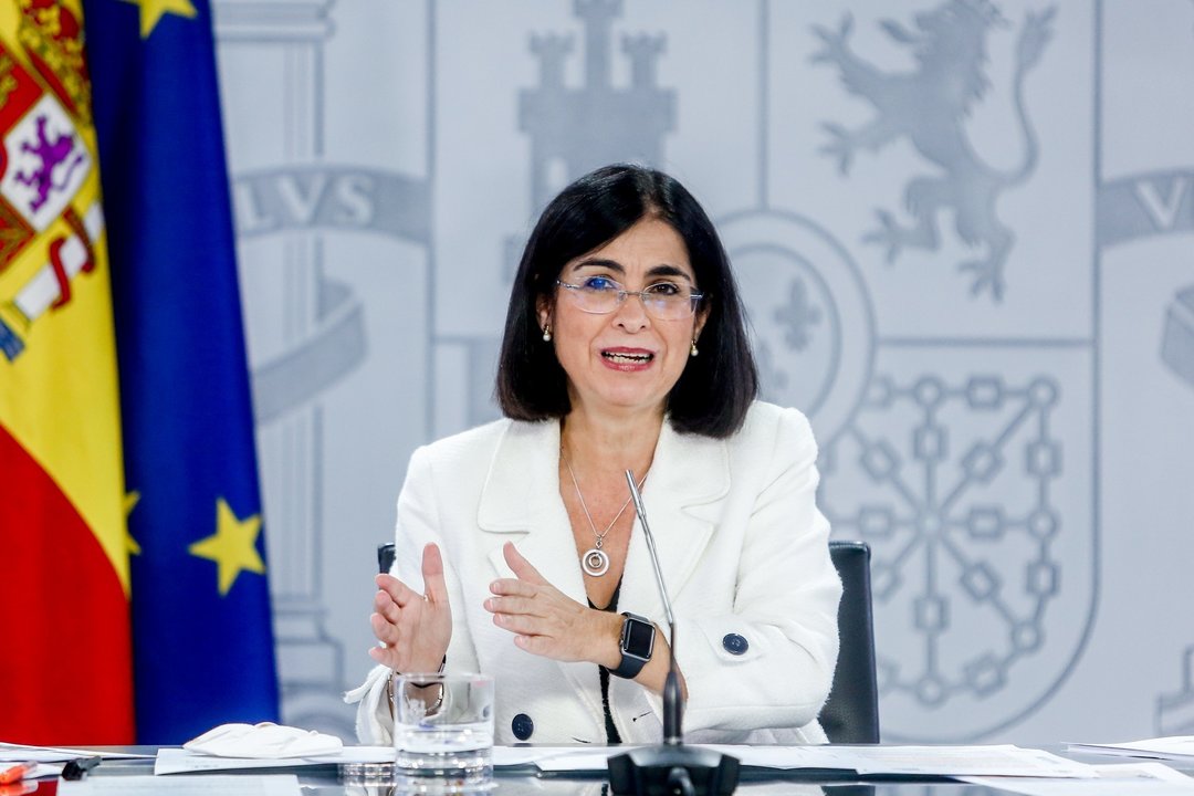 La ministra de Sanidad, Carolina Darias, durante una rueda de prensa posterior a la reunión del Consejo Interterritorial del Sistema Nacional de Salud, a 15 de septiembre de 2021, en Madrid (España). 