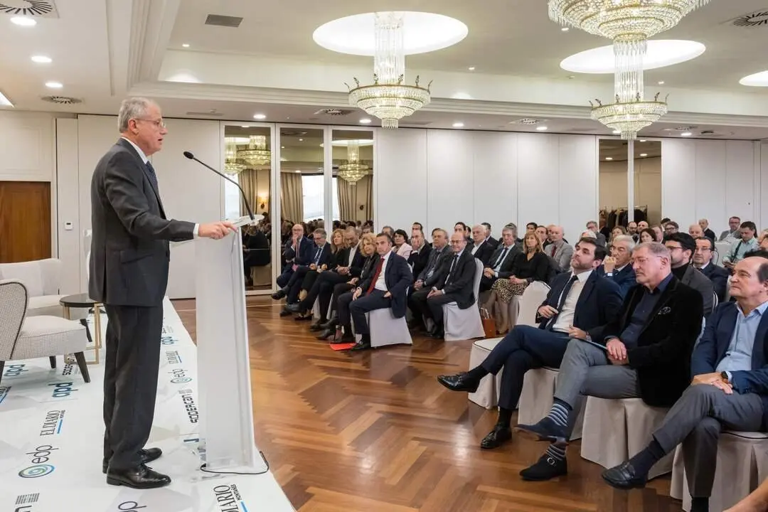 13:00 horas. Hotel Bah&iacute;a, Santander. El consejero de Industria, Empleo, Innovaci&oacute;n y Comercio, Eduardo Arasti, participa en el acto de entrega del I Premio al Directivo del A&ntilde;o que concede APD Cantabria. 26 de noviembre de 2024 &copy; Ra&uacute;l Lucio [Jorge Oliveira, country manager de Solvay Espa&ntilde;a y Portugal]
