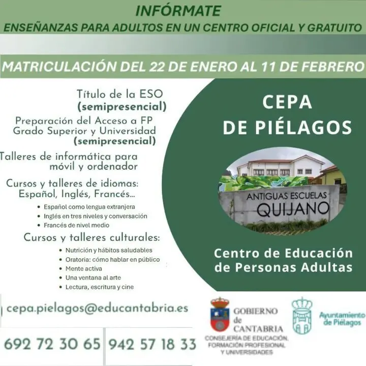 CARTEL MATR&Iacute;CULA II CUATRIMESTRE CEPA PI&Eacute;LAGOS