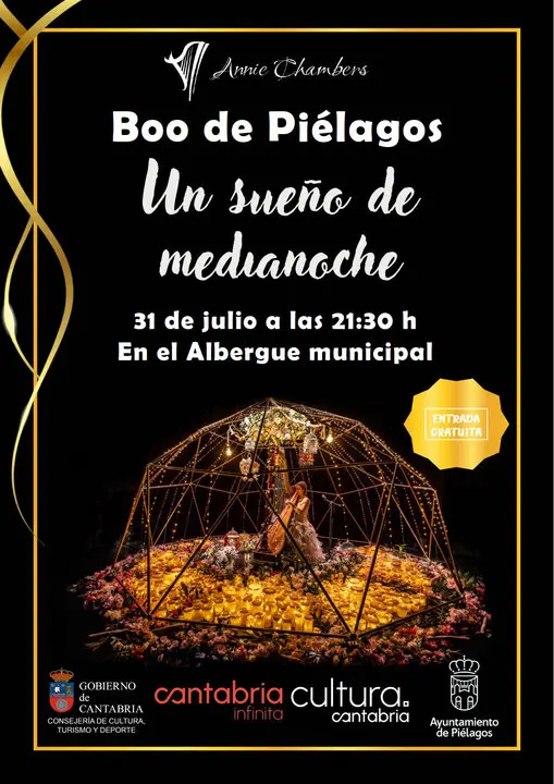 CARTEL 'UN SUENO DE MEDIANOCHE' ANNIE CHAMB ERS Y JAVI GIL - ALBERGUE MUNICIPAL BOO