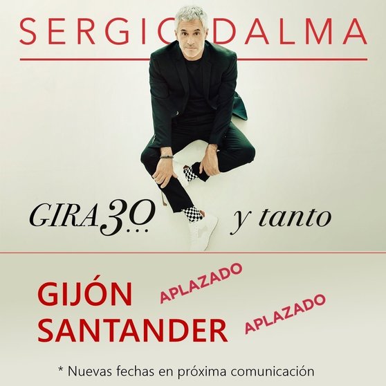 Cartel anunciador del aplazamiento de conciertos de Sergio Dalma