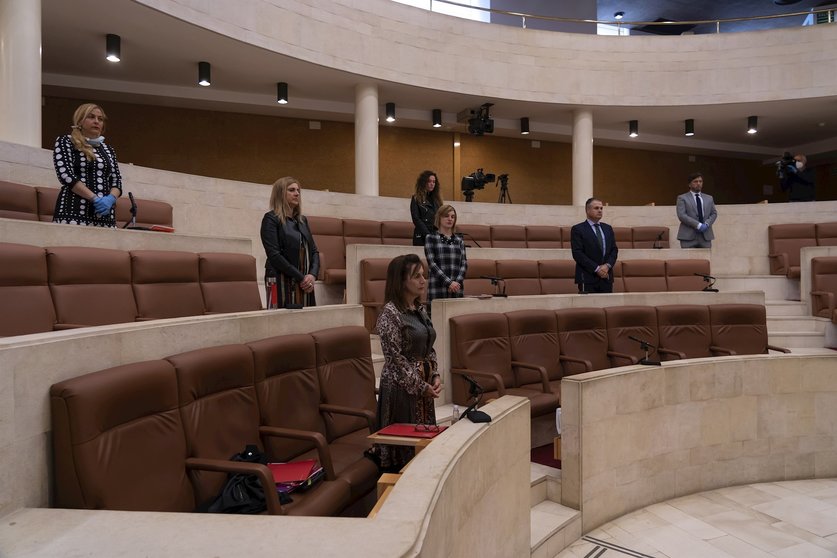Minuto de silencio en la comisión del COVID-19 en el Parlamento de Cantabria