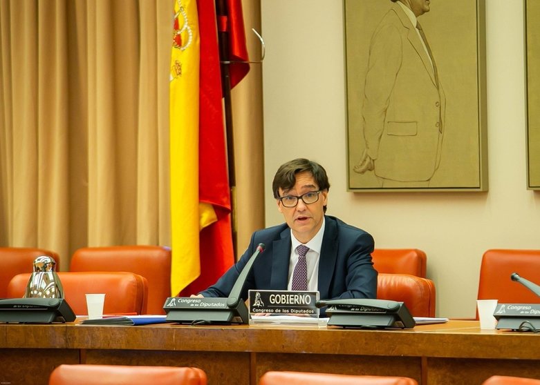 El ministro de Sanidad, Salvador Illa, durante su séptima comparecencia ante la Comisión de Sanidad en el Congreso de los Diputados para informar de la evolución de la pandemia del coronavirus. En Madrid, (España), a 7 de mayo de 2020.