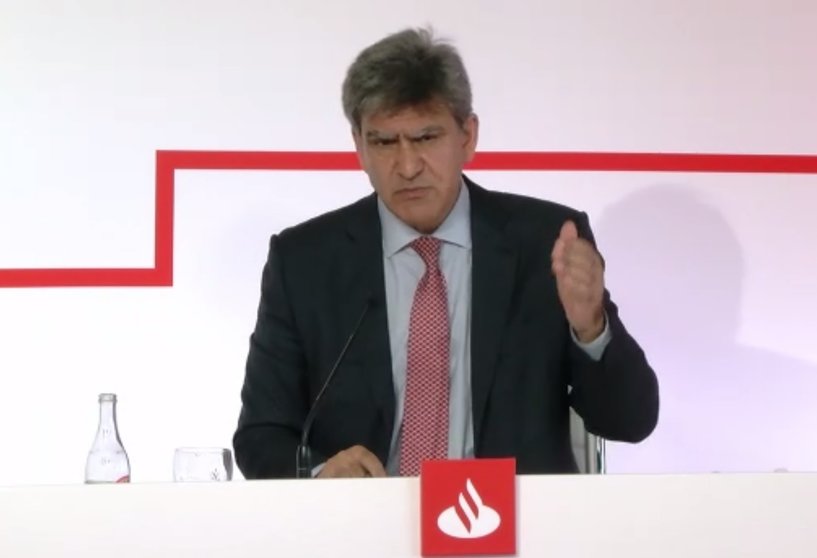 El consejero delegado de Banco Santander, José Antonio Álvarez, en la presentación de resultados del primer semestre de 2020.