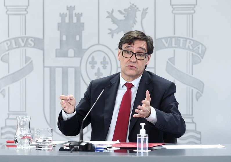 El ministro de Sanidad, Salvador Illa, comparece en rueda de prensa posterior a la celebración de la conferencia de presidentes, en Moncloa, Madrid (España), a 4 de septiembre de 2020.