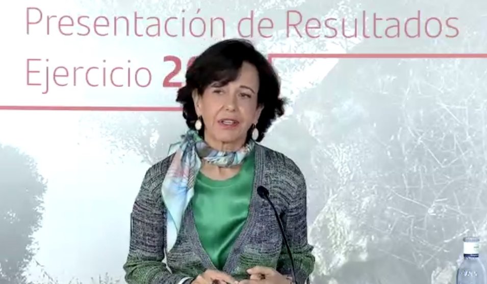 La presidenta del Santander, Ana Botín, en la presentación de resultados 2020.