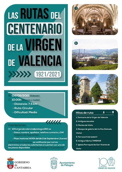Carte de la undécima salida de 'Las Rutas del Centeneraio de la Virgen de Valencia', en Piélagos