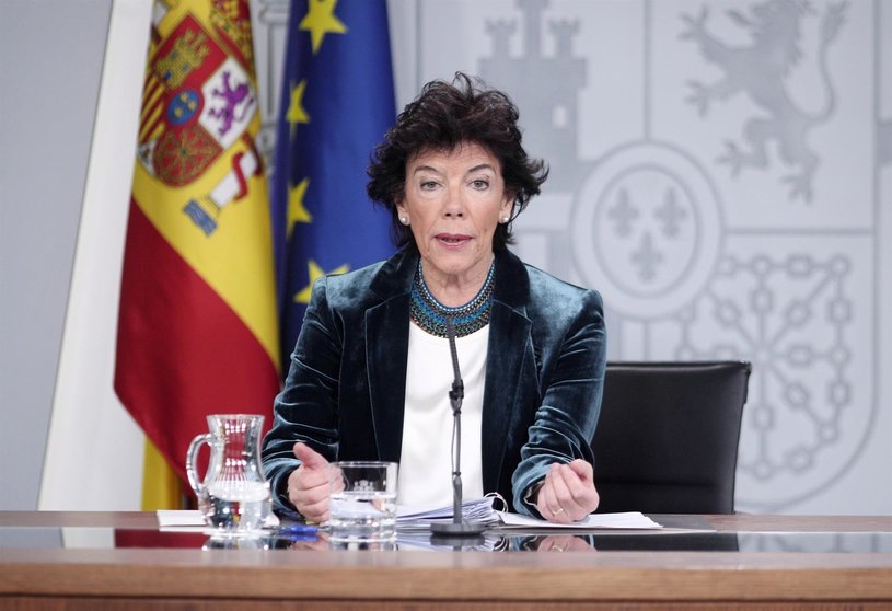 La ministra Portavoz del Gobierno, Isabel Celáa, tras la reunión del Consejo de Ministros.
