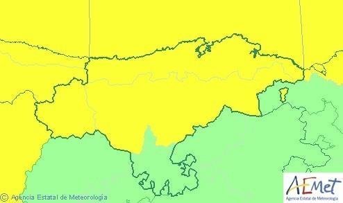 Mapa de avisos activos en Cantabria para este sábado