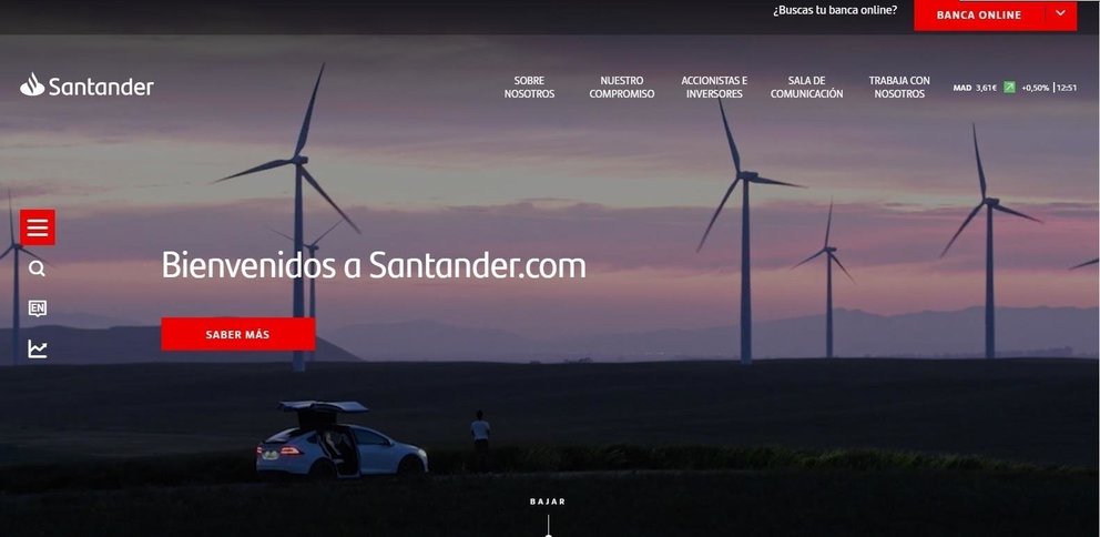 Nueva página web corporativa de Banco Santander.